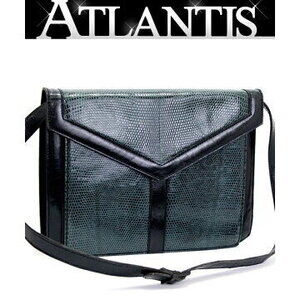 SAINT LAURENT Yves Hobo Shoulder Bag Lizard Blue